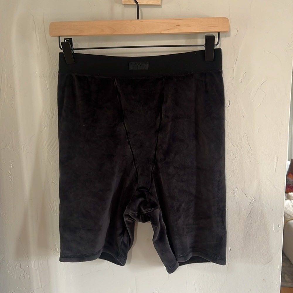 SKIMS Velour Black Onyx Brief Biker Shorts